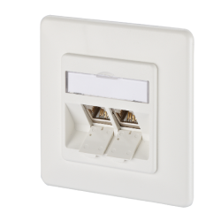 E-DAT modul 2 Port UP flush-mounted Wall Outlet Cat 6A pure white
